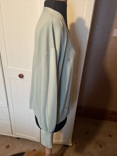 YUMI Ladies Pale Green Knit Floral Embroidered V Neck Cardigan Size L NEW - Picture 14 of 18