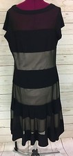 R  M Richards Black Nude Sheer Layer Panels A-Line Dress Size 16