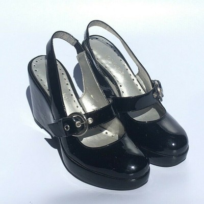 BCBGirls Platform Mary Janes Size 6B Black Patent Leather with Buckle and Strap | eBay