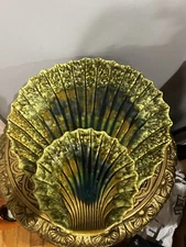 Vintage McCoy Pottery Ceramic Clam Shell 2 Tier Chip and Dip Tray