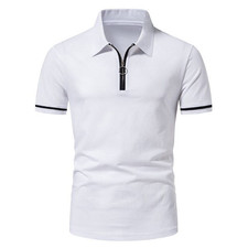 New Mens Polo Shirts Short Sleeve Business White Casual Regular Fit Plain Top