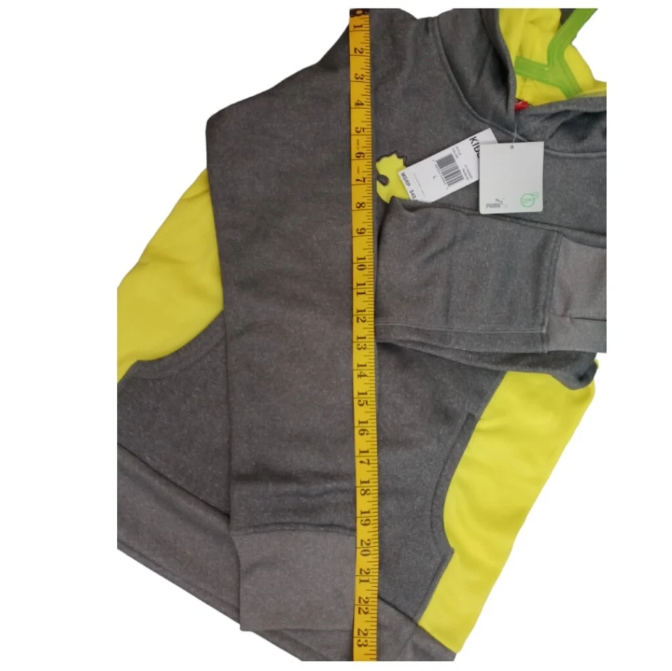 Puma Kids Storm Force 1 пуловер толстовка с капюшоном размер L цвет серый/желтый - Изображение 4 из 4