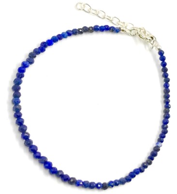 Echt Lapislazuli Perlen natürliche Farbe 925 Silber verstellbar Armband US VERKÄUFER