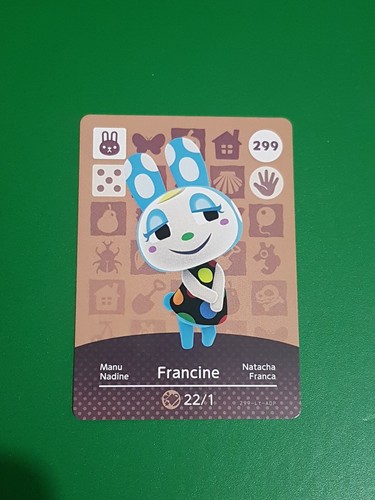 Carta Amiibo Francine #299 Animal Crossing Serie 3 - Nuova Mai Scannerizzata