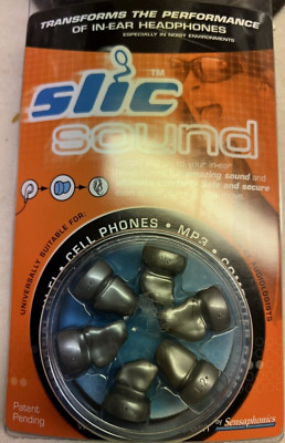 SLIC SOUND Ear Bud Enhancers, In Ear Headphones, Improves Sound Quality - NIP