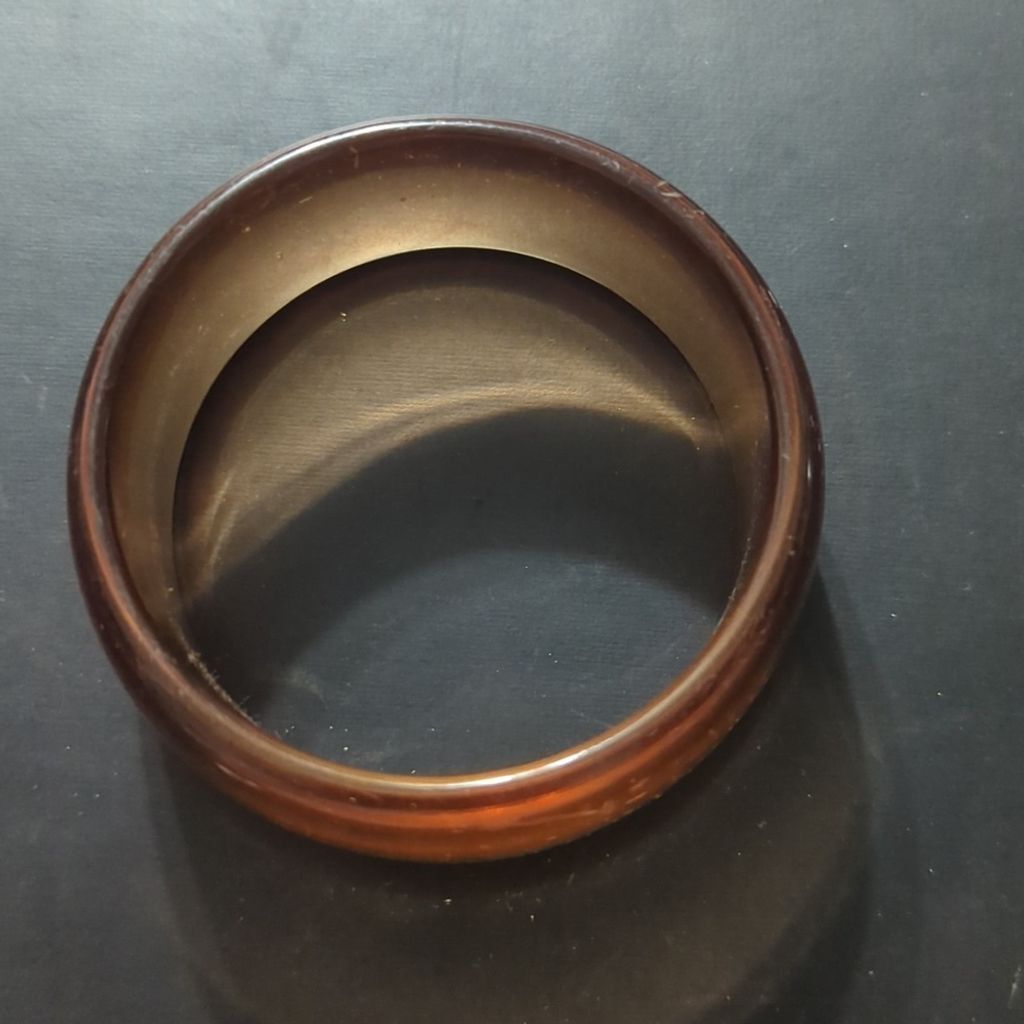 Translucent Brown Wide Bangle Statement Bracelet - image 3