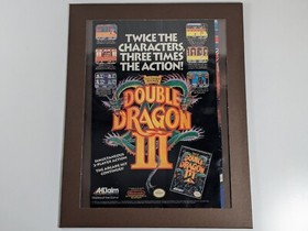 Vintage 1990 Double Dragon III NES Game Ad, Laminated, Framed, Retro Arcade Art