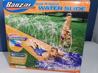 *New* Banzai Soak 'N Splash Water Slide 16 Ft, Inflatable Body Board  Included!