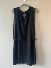 J Laxmi Formal beaded Dress Women's Size 10 Black sheer beaded (A057)