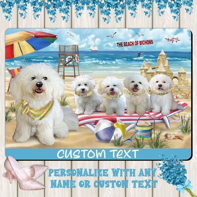 Bichon Frise Dog Floor Mat Personalized Pet Door Mat Valentine Day NWT