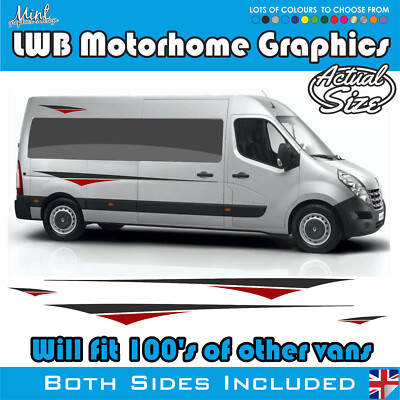 LWB Vauxhall (Opel) Movano L3 Wohnmobil Camper Abziehbilder Aufkleber Van Grafik KEINE P&P 048