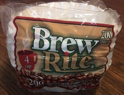 Brew Rite NA 4 Cup Coffee Basket Disposable Filters 200 c White