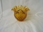 Fenton Hobnail Amber Vase 4 1/4" Height x 5" Diameter VGC