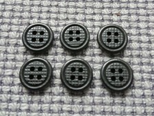 6 x Grey Pewter Gun Metal Look 4 Hole Buttons 12mm Vintage Gothic Steampunk
