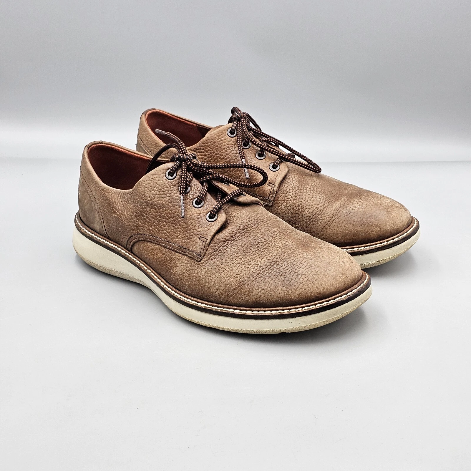 Cravatta ibrida ECCO uomo taglia 9 US Aurora Derby Oxford pelle marrone casual LEGGI