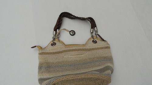 The Sak Handbag Crochet Silver Tone Connectors Woven Straps - Picture 3 of 12