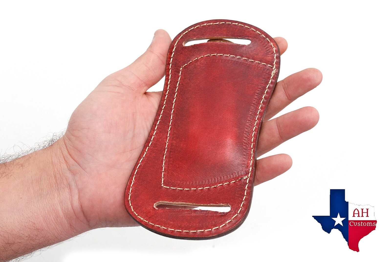  HAND MADE PURE LEATHER ENGRAVED HORIZONTAL SHEATH FOR FOLDING POKET KNIFE AH-5