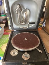 ANTIQUE PORTABLE DECCA JUNIOR SWISS GRAMOPHONE TURNTABLE PHONOGRAPH