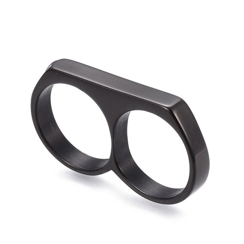 Mens 304 Stainless Steel Double Knuckle Rings Black Gold Silver Size 7-12 Z722 - Picture 8 of 10