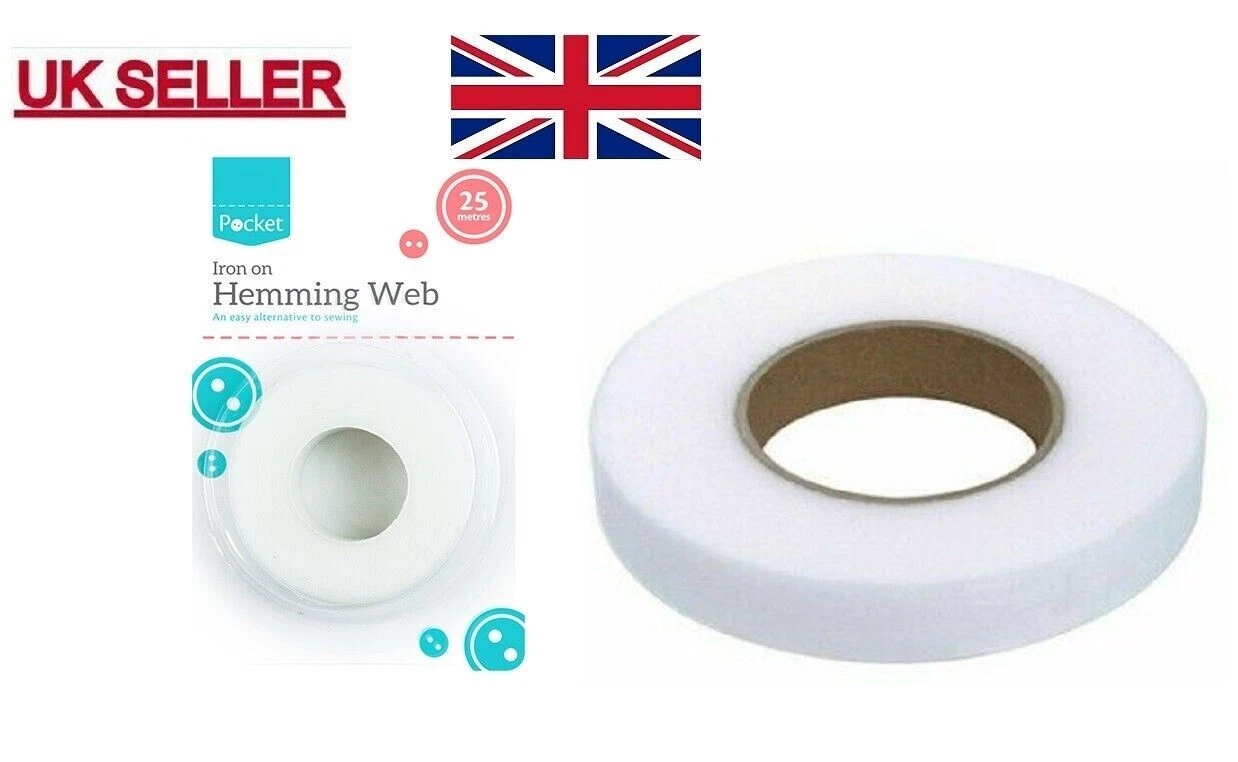 25m Hemming Web Large Roll Wonder Iron On Tape Sewing Bonding Long Badges Craft