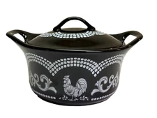 Temptations Doodle Doo Black Lidded Ramekin/Mini Baking Dish