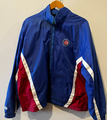 Vintage 90s Majestic MLB Chicago Cubs On-Field Full-Zip Blue Red