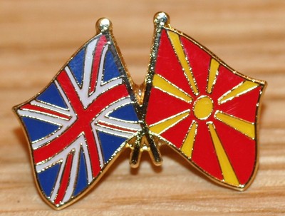 UK & MAZEDONIEN FREUNDSCHAFT Flagge Metall Anstecknadel Abzeichen Großbritannien