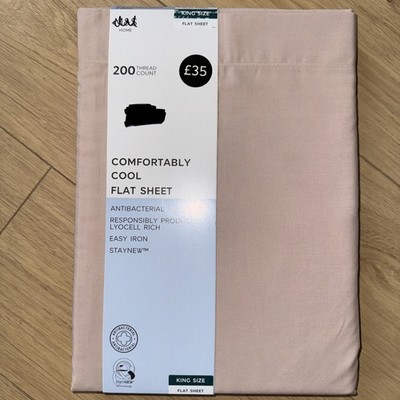 M&S bequem cool King Size flaches Laken neu mit Etikett 200 Fadenzahl antibakteriell