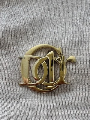 Vintage Christian Dior CD Logo Brooch   Parfums Christian Dior   Gold Tone