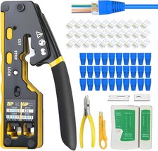 RJ45 Crimp Tool Kit, Ethernet Crimper for Cat5 Cat6 Cat7, All-in-One Network ...