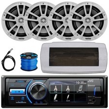 JVC KD-X560BT Single-DIN Boat Bluetooth Stereo, 4x 6.5" 225W Max Speakers W/Wire
