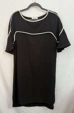 Calvin Klein Black White Trim Bell Sleeve Sheath Dress Womens Size S