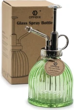 Glass Plant Mister, 6.3 Inches Tall Vintage Style Spritzer Bronze Plastic Top Pu