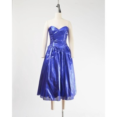 Vintage 80s Blue Metallic Lame Strapless Prom Party Dress with Bow size Small XS | eBay Vintage 80s Blue Metallic Lame Strapless Prom Party Dress with Bow size Small XS | eBay