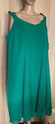 Marina Rinaldi Damen Plissee Smaragdgrün Kleid, Gr. IT 58 DE 52 GB 26