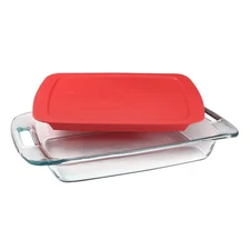 Pyrex 2qt Easy Grab Clear Glass Baking Storing Serving Dish BPA Free Plastic Lid