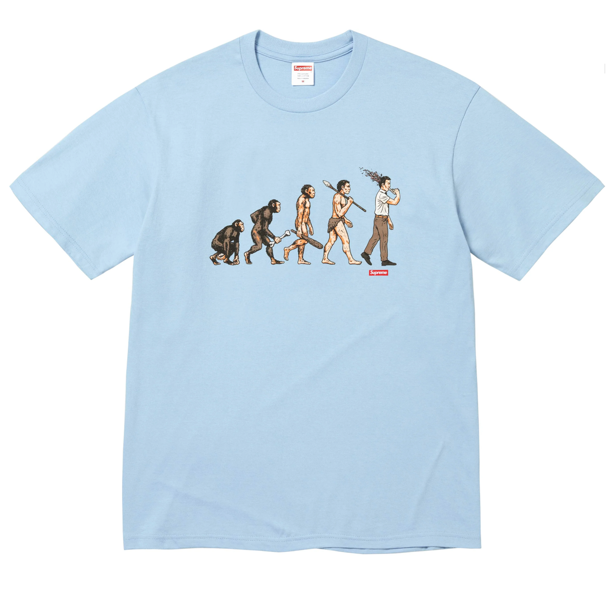 NWT Supreme SS26 Evolution Caveman T-Shirt Tee Powder Blue Men's L