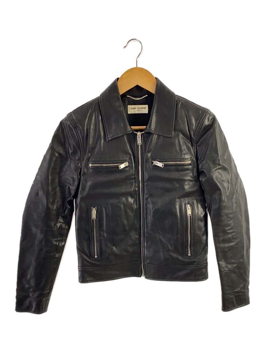 Saint Laurent 2014 Eddy Period Blouson giacca pelle 44 Pelle di mucca Nero 36184