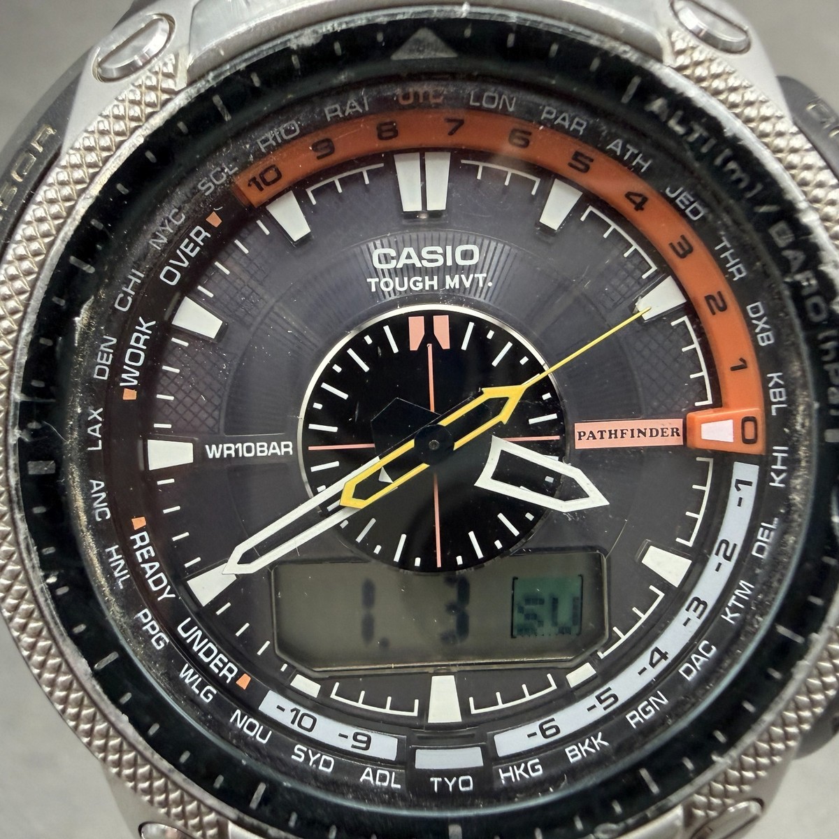 Casio Pathfinder PAW-5000 Watch Men 49mm Black Silver Triple