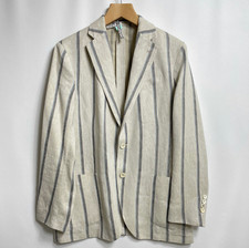 LARDINI Stripe Sport Coat Beige Linen Made In Italy Size 48 7REG Used