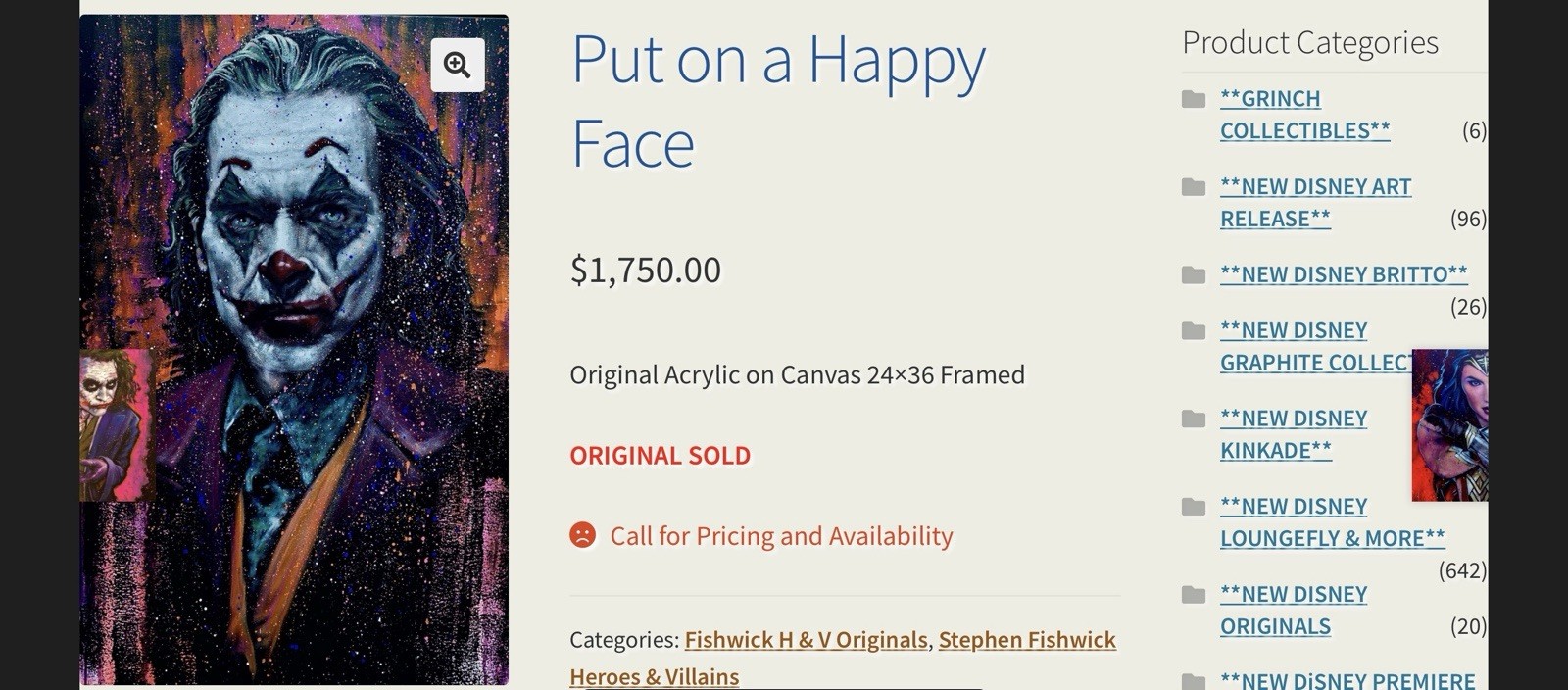 Joker 2019 Joaquin Phoenix Joker Painting Portrait. (EXTREMELY RARE) DC Comics