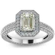 3 Ct. Near White Emerald Cut Real Moissanite Wedding Ring Sterling Silver Size 7