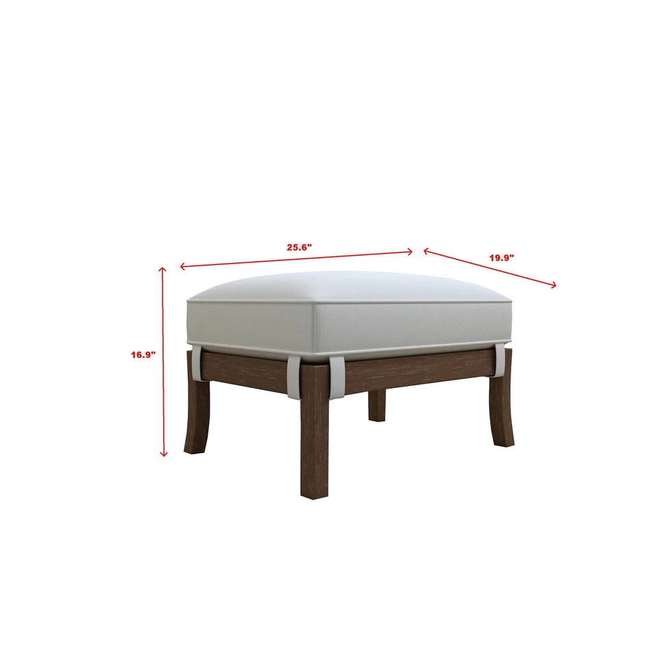 Kester 20-Inch Solid Rectangle Ottoman - White Fabric White Large - Image 4 of 4