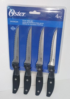 4 PIECE OSTER GRANGER 4.5 INCH STEAK KNIFE SET BLACK