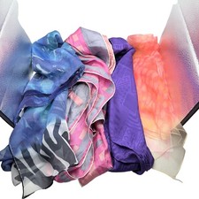 Lot of 4 sheer fashion scarves assorted colors prints Echo pink blue purple