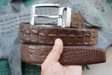 Brown Genuine Croco Hornback Skin Leather  Men's Belt - W 1.3 inch #Q56