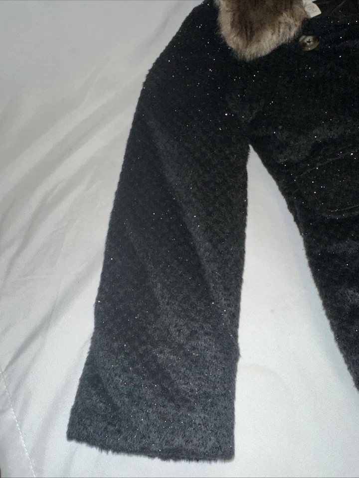 Chaqueta de invierno Jassica Simpson niños niñas talla 6 x piel sintética negra Foto 4 de 4