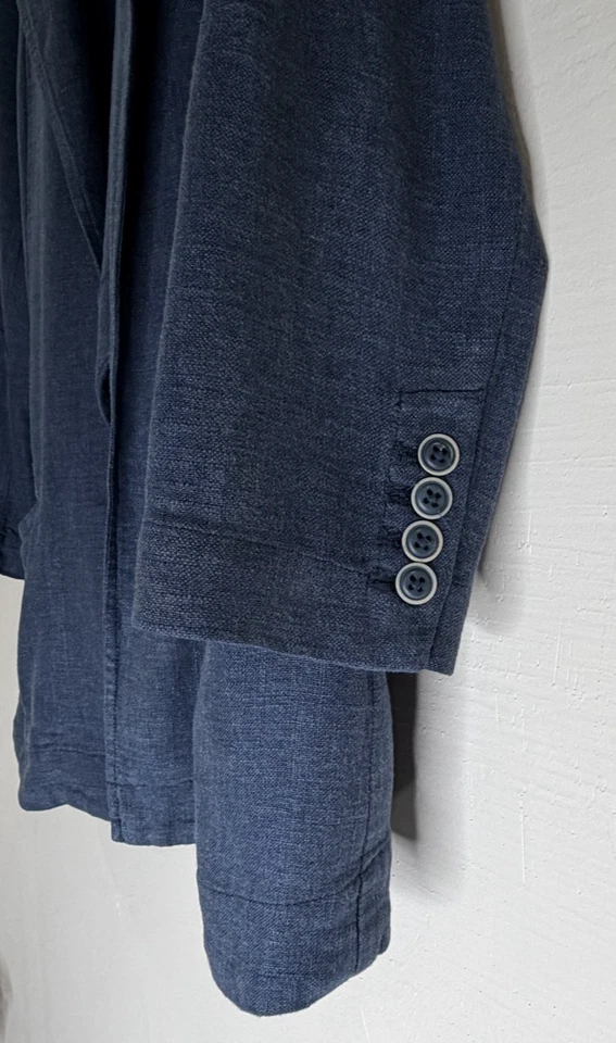 Blazer Anthropologie Busto 40" Talla Grande Mezcla de Lino Tejido Diseño Abierto Delantero Trasero Foto 3 de 4