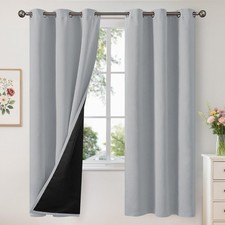 Light Grey 100 Blackout Curtains 72 Inch Length for Living Room, Full Room D...