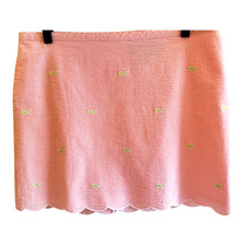 VINEYARD VINE performance tennis skirt size 6 pink seersucker scalloped hem NEW